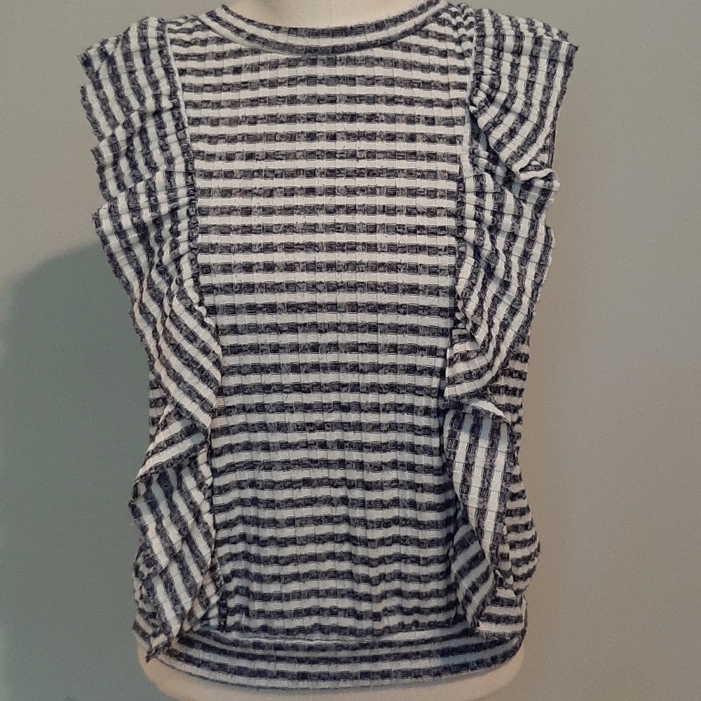 Hazel Haze stripe ruffle top size M